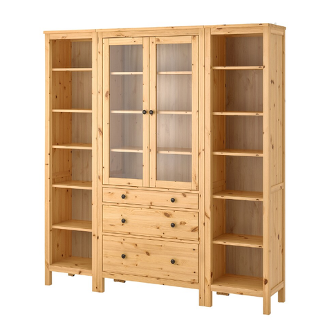 TỦ LƯU TRỮ CÓ NGĂN KÉO HEMNES IKEA - NÂU NHẠT 188x198 cm
