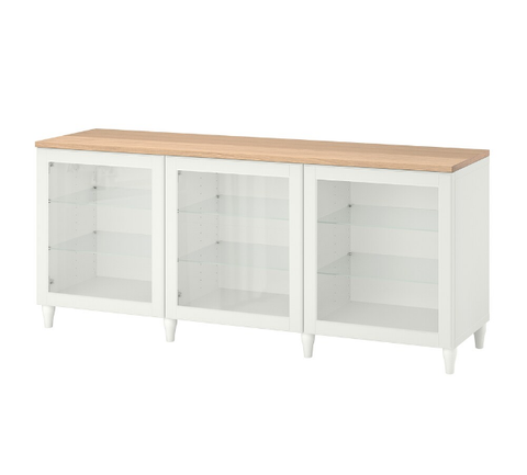 TỦ LƯU TRỮ CÓ CỬA KÍNH TRONG SUỐT BESTÅ IKEA - TRẮNG/ SỒI 180x42x76 cm