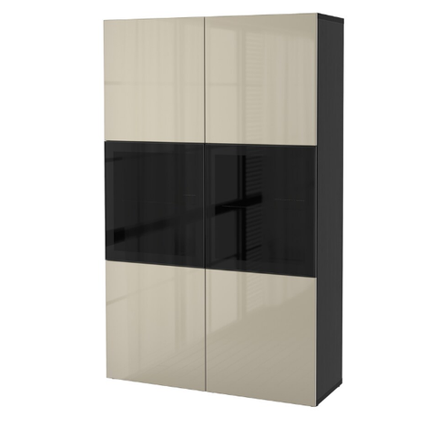 TỦ LƯU TRỮ CÓ CỬA BESTÅ IKEA - BE/ĐEN/NÂU 120x42x193 cm