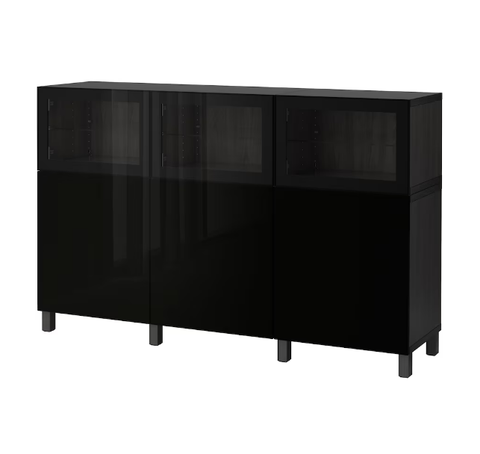 TỦ LƯU TRỮ CÓ CỬA BESTÅ IKEA - ĐEN NÂU BÓNG 180x42x112 cm