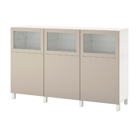 TỦ LƯU TRỮ CÓ CỬA BESTÅ IKEA - TRẮNG/XÁM NHẠT 180x42x112 cm
