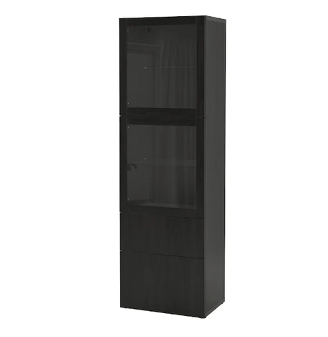 TỦ LƯU TRỮ CÓ CỬA KÍNH BESTÅ IKEA - ĐEN NÂU 60x42x193 cm