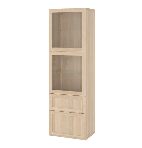 TỦ LƯU TRỮ CÓ CỬA KÍNH BESTÅ IKEA - SỒI 60x42x193 cm