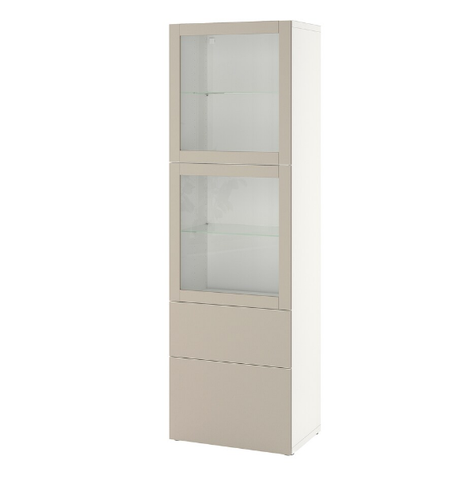 TỦ LƯU TRỮ CÓ CỬA KÍNH TRONG SUỐT BESTÅ IKEA - TRẮNG/XÁM NHẠT 60x42x193 cm