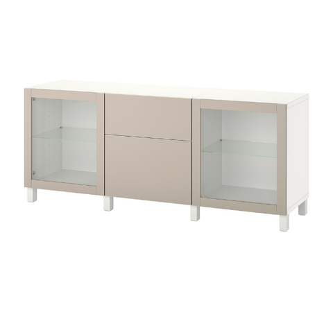 TỦ LƯU TRỮ CÓ NGĂN KÉO BESTÅ IKEA - TRẮNG/XÁM NHẠT 180x42x74 cm