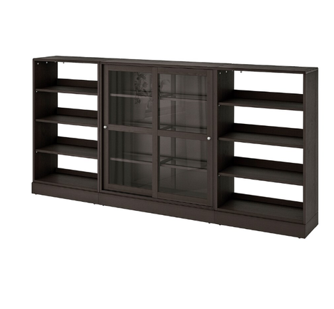 TỦ LƯU TRỮ CÓ CÁNH KÍNH TRƯỢT HAVSTA IKEA - NÂU SẪM 283x37x134 cm