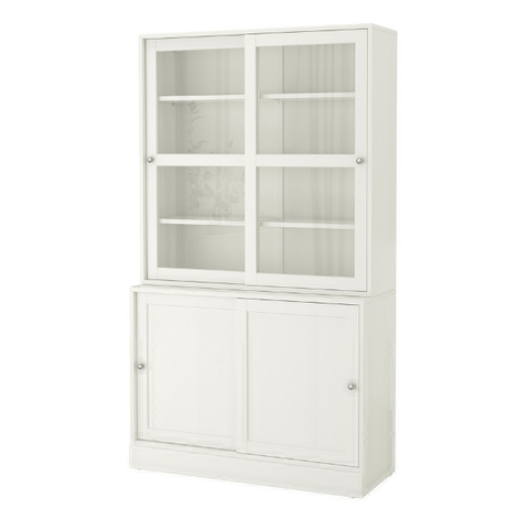 TỦ LƯU TRỮ CÓ CỬA KÍNH TRƯỢT HAVSTA IKEA - TRẮNG 121x47x212 cm