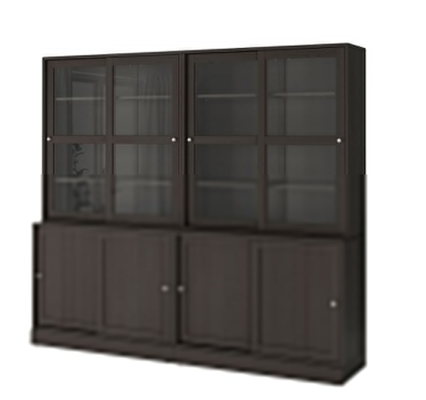 TỦ LƯU TRỮ CÓ CỬA KÍNH TRƯỢT HAVSTA IKEA - NÂU SẪM 242x47x212 cm