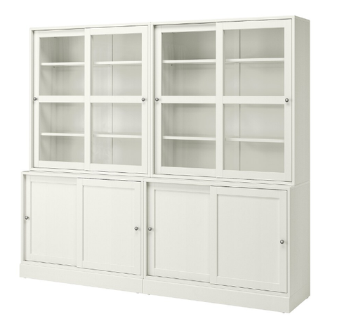 TỦ LƯU TRỮ CÓ CỬA KÍNH TRƯỢT HAVSTA IKEA - TRẮNG 242x47x212 cm