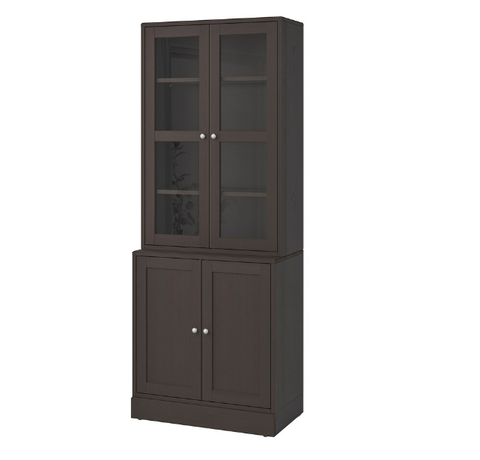 TỦ LƯU TRỮ CÓ CỬA KÍNH HAVSTA IKEA - NÂU SẪM 81x47x212 cm