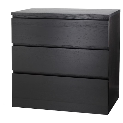 TỦ 3 NGĂN KÉO MALM IKEA - NÂU ĐEN 80x78 cm