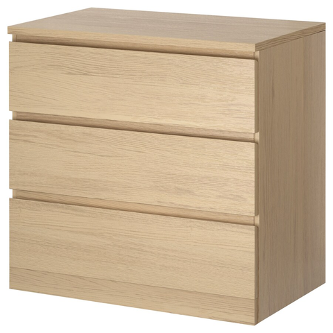 TỦ 3 NGĂN KÉO MALM IKEA - MÀU SỒI 80x78 cm