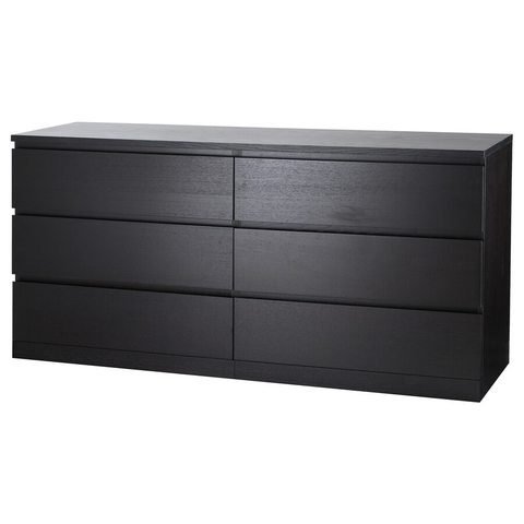 TỦ 6 NGĂN KÉO MALM IKEA - ĐEN NÂU 160x78 cm