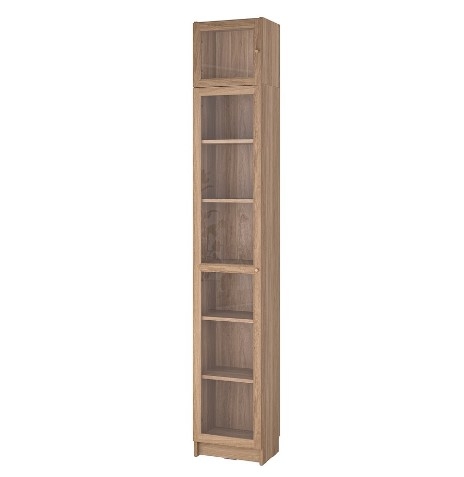 TỦ SÁCH MỞ RỘNG CÓ CỬA KÍNH BILLY / OXBERG IKEA - SỒI TRẮNG 40x30x237 cm