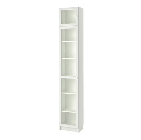 TỦ SÁCH MỞ RỘNG CÓ CỬA KÍNH BILLY / OXBERG IKEA - TRẮNG 40x30x237 cm