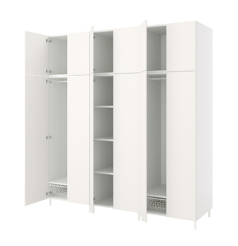 TỦ QUẦN ÁO 12 CỬA PLATSA IKEA - TRẮNG 240x57x251cm