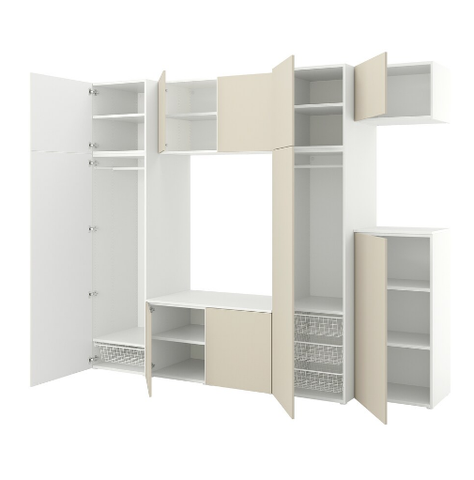 TỦ QUẦN ÁO 10 CÁNH PLATSA IKEA - TRẮNG/BE 300x57x243 cm