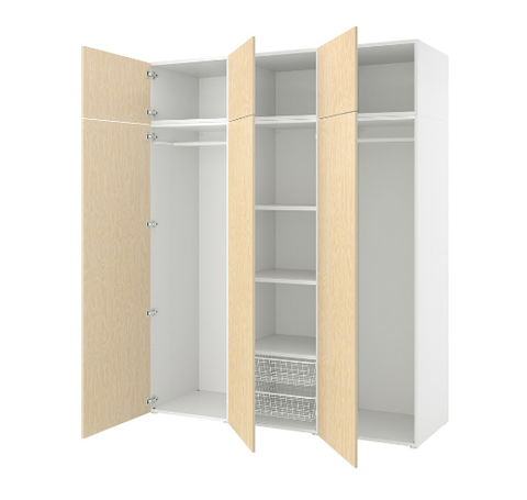 TỦ QUẦN ÁO 6 CÁNH PLATSA IKEA - TRẮNG/THÔNG 180x57x221cm