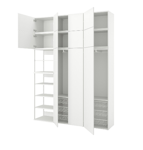 TỦ QUẦN ÁO 11 CỬA PLATSA IKEA - TRẮNG 200x42x261 cm