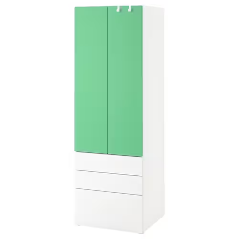 TỦ QUẦN ÁO 3 NGĂN KÉO SMÅSTAD / PLATSA IKEA - TRẮNG/ XANH LÁ 60x42x181 cm