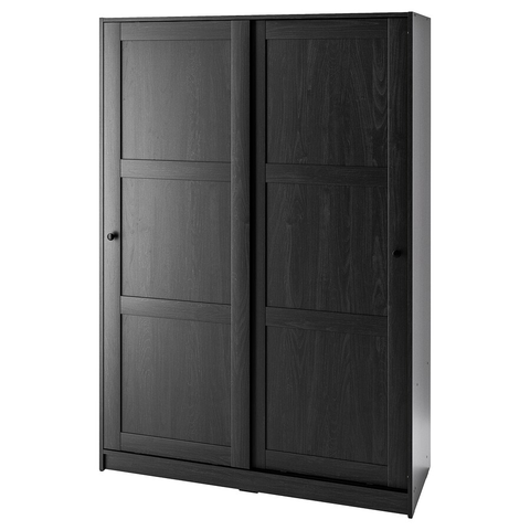 TỦ QUẦN ÁO 2 CÁNH TRƯỢT RAKKESTAD IKEA - ĐEN NÂU 117x176 cm