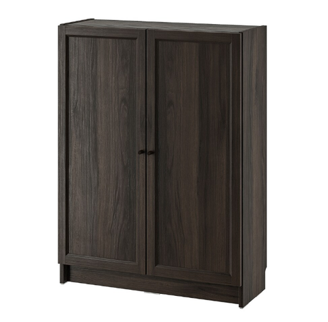 TỦ SÁCH CÓ CỬA BILLY / OXBERG IKEA - NÂU SẪM 80x30x106 cm
