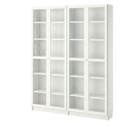 TỦ SÁCH CÓ CỬA KÍNH BILLY / OXBERG IKEA - TRẮNG 160x30x202 cm