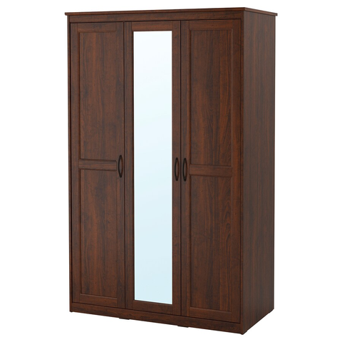 TỦ QUẦN ÁO 3 CÁNH CÓ GƯƠNG SONGESAND IKEA - NÂU 120x60x191 cm