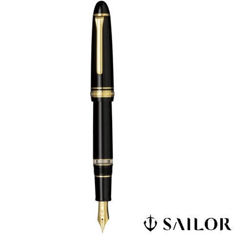 SAILOR 1911 REALO GOLD TRIM FOUNTAIN PEN BLACK 21K 11-3924