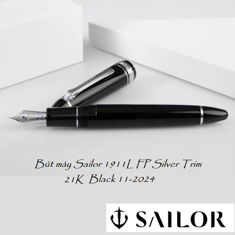 SAILOR 1911L FOUTAIN PEN SILVER TRIM BLACK 21K 11-2024