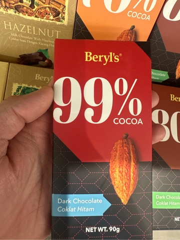 Sô cô la Beryls 90g No Add Sugar Dark 99% Cacao