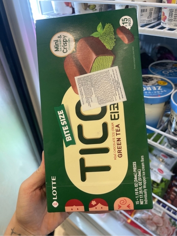 Kem Lotte Tico Choco Crispy Vanilla Ice Cream (Green Tea) Kem Viên Kim Cương Lotte Socola Trà Xanh