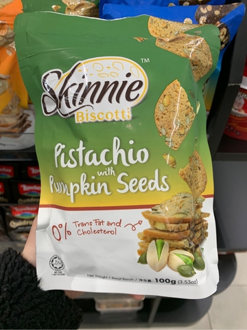 Bánh Skinnie Biscotti 100g Pistachio Pumpkin Seeds