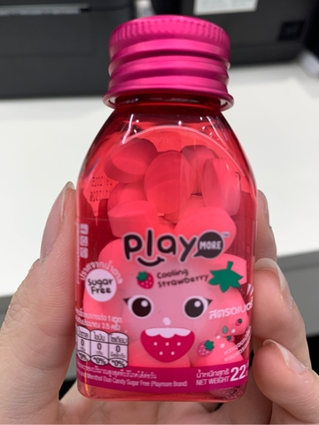 Kẹo the không đường hương dâu tây PlayMore 22g