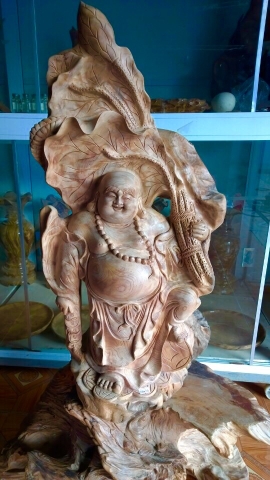 TƯỢNG DI LẶC CẦM BÓ SEN (MSP: DL 39)