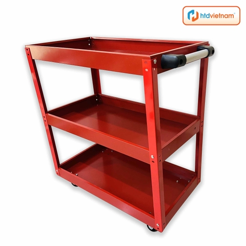 Xe đẩy dụng cụ 3 tầng có khóa bánh, tay cầm, độ dày 1mm, chắc chắn HTD-08