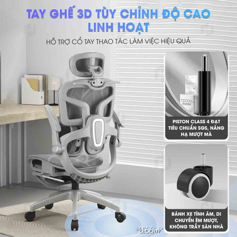 Ghế Văn Phòng Ergonomic 621 – Thiết Kế Tựa Lưng Chia Khối, Ngồi Chuẩn Tư Thế