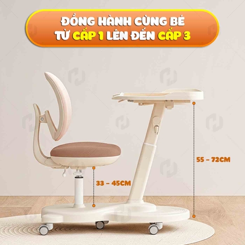 Bộ bàn học liền ghế chống gù T74