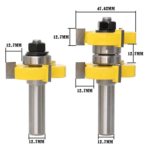 Bộ 2 mũi phay, dao phay cắt rãnh chữ T 3 lưỡi cốt 12.7mm