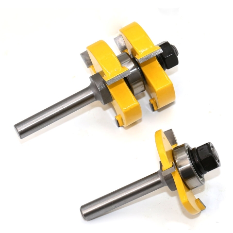 Bộ 2 mũi phay gỗ cắt rãnh chữ T loại 3 răng cốt 6.35mm, 8mm