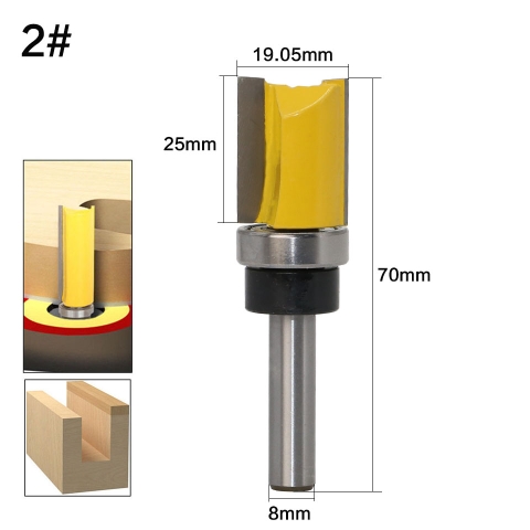 Bộ 4 mũi phay thẳng soi rãnh, bào mép cốt 8mm