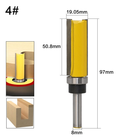 Bộ 4 mũi phay thẳng soi rãnh, bào mép cốt 8mm