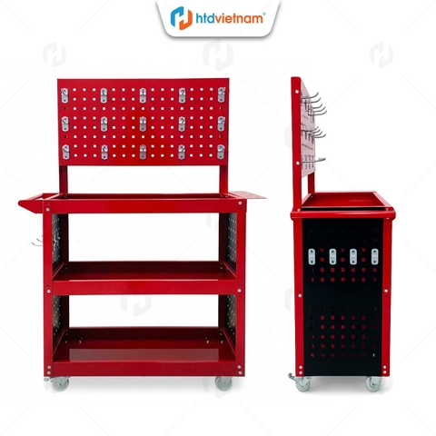 Xe đẩy dụng cụ 3 tầng HTD-10, tặng kèm 20 móc treo
