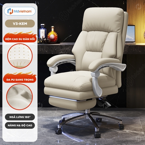 Ghế giám đốc HTD-V3, Ghế xoay văn phòng, có gác chân chế độ ngã lưng thư giãn, nâng hạ chiều cao linh hoạt