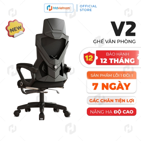 Ghế văn phòng ngả lưng HTD V2 - Ghế xoay công thái học, có gác chân, tựa đầu 3D cao cấp