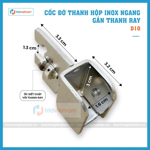 Cốc đỡ thanh hộp inox ngang
