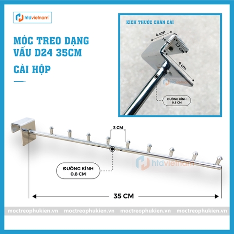 Móc treo quần áo inox dạng vấu D24