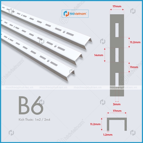 Thanh ray gắn tường sơn tĩnh điện B6
