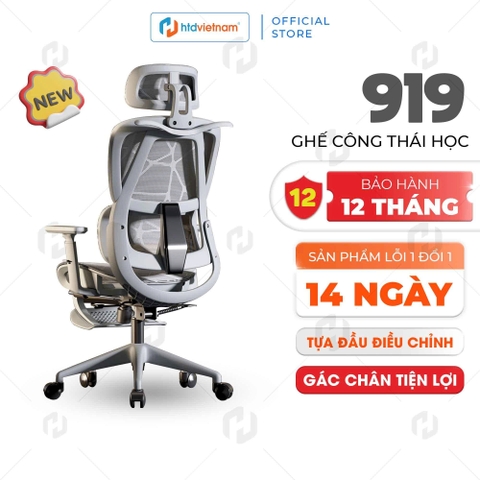 Ghế Văn Phòng Ergonomic 919 Full lưới – Tựa Lưng Chuẩn S-Curve, Ngồi Lâu Không Mỏi