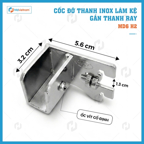 Cốc đỡ thanh inox MD6H1/ MD6H2 làm kệ gắn tường